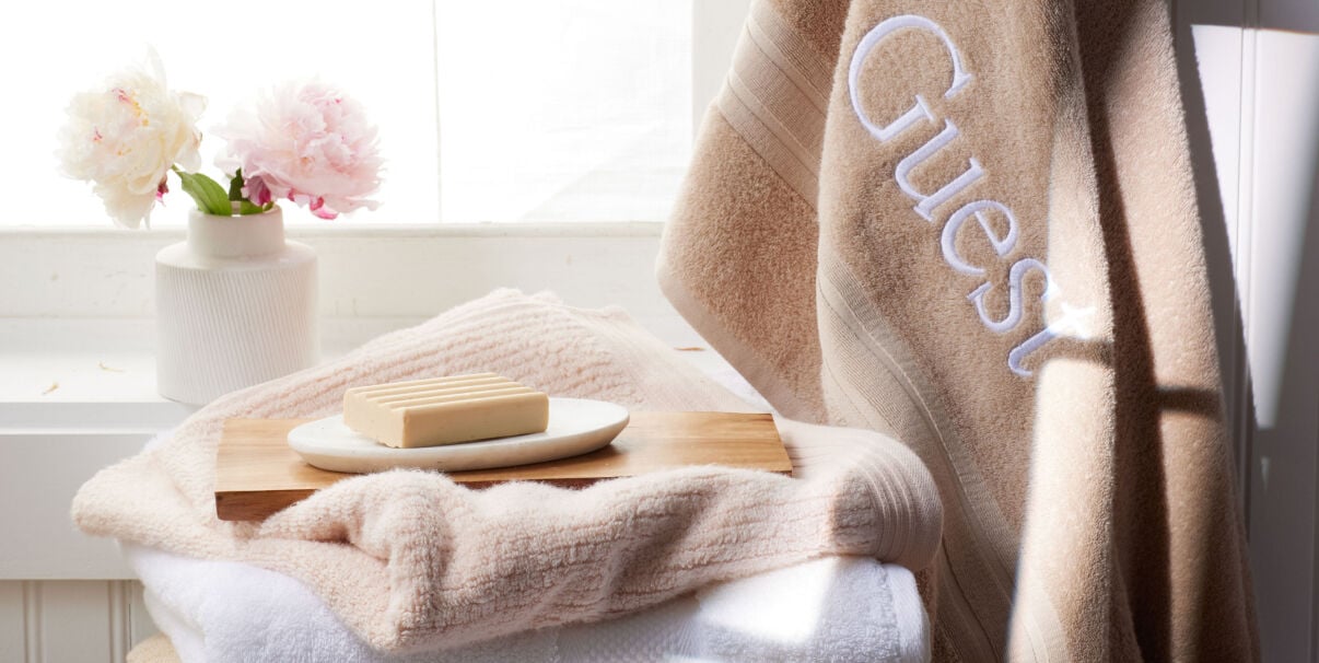 image of towels with Guest embroidered